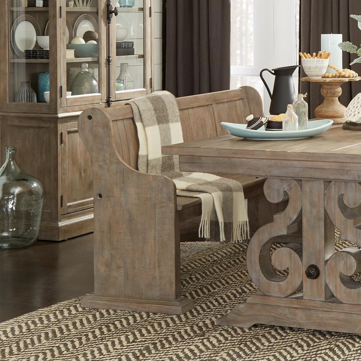 Rustic dining bench with back on sale